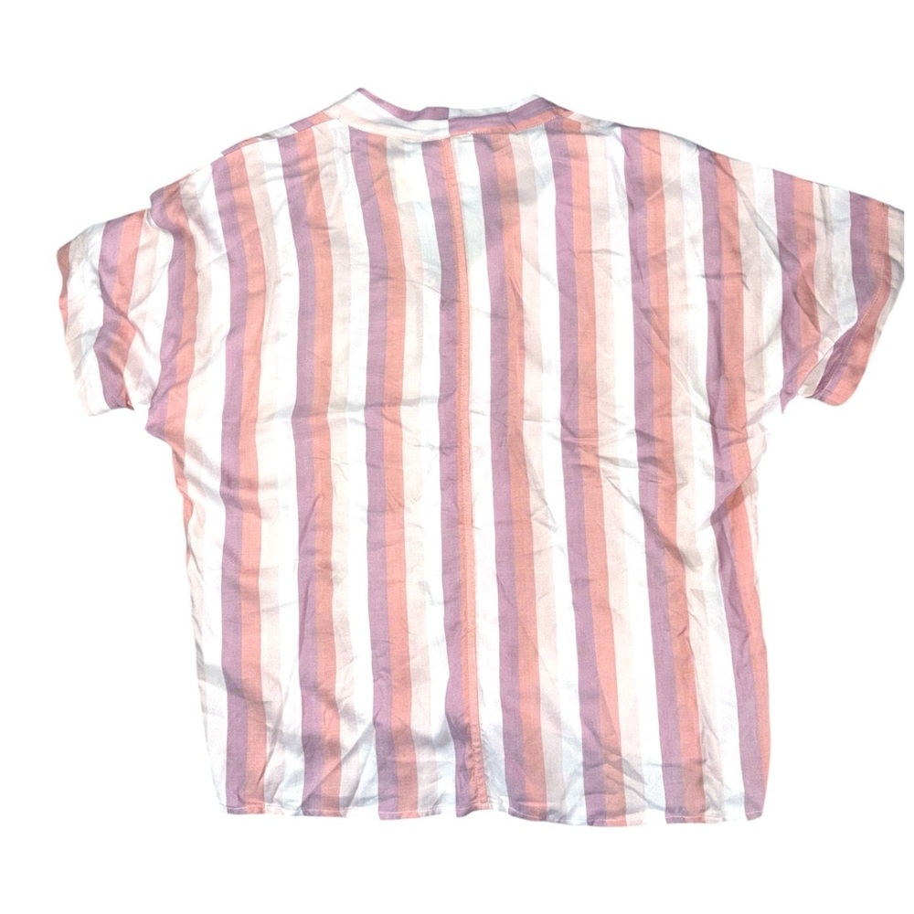NWT Cupio Blush Striped‎ Tie-Front Short Sleeve Rayon Blouse Size Small - Picture 8 of 8